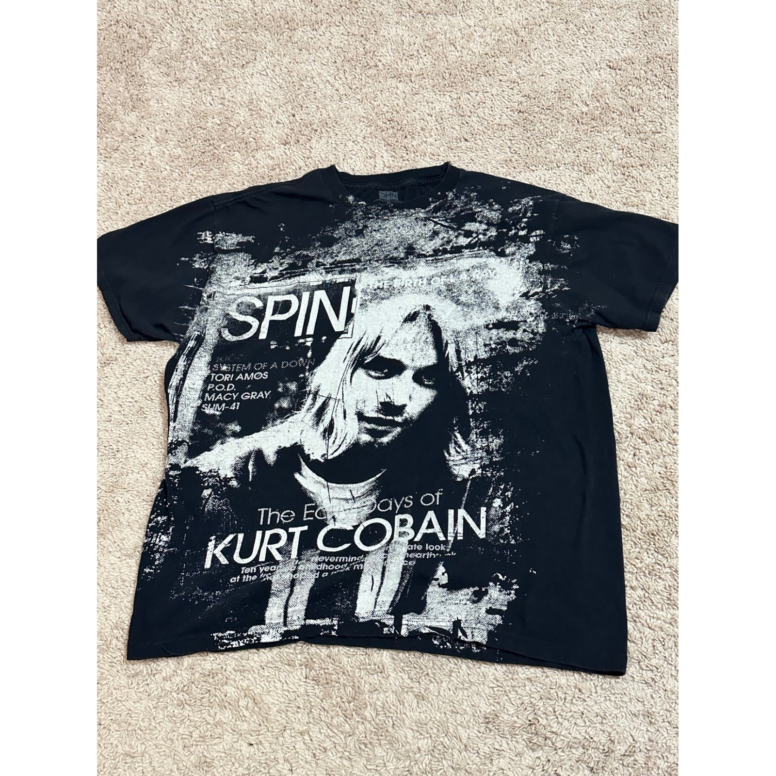 Spin Magazine Nirvana Kurt Cobain The Early Days Graphic TShirt Black XL Grunge gallery