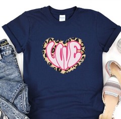 Love Shirt Leopard Pattern T-Shirt Valentines Day Tee Gift for her