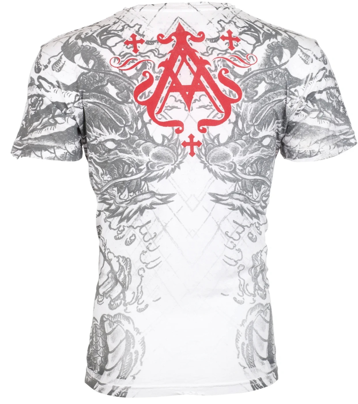Archaic By Affliction Men's T-Shirt Dragon Rage Wings White Biker M-3XL gallery