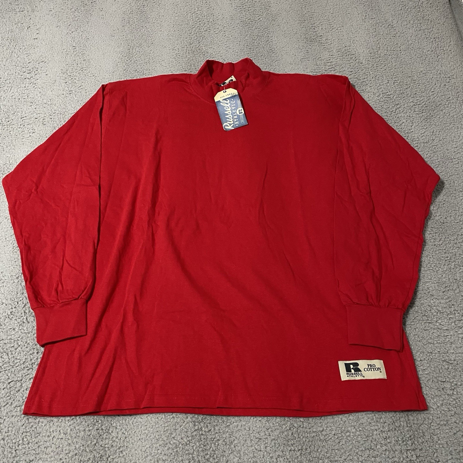 Vintage Russell Athletic Mock Neck Shirt Mens 2XL XXL Red Pro Cotton Blank NEW gallery