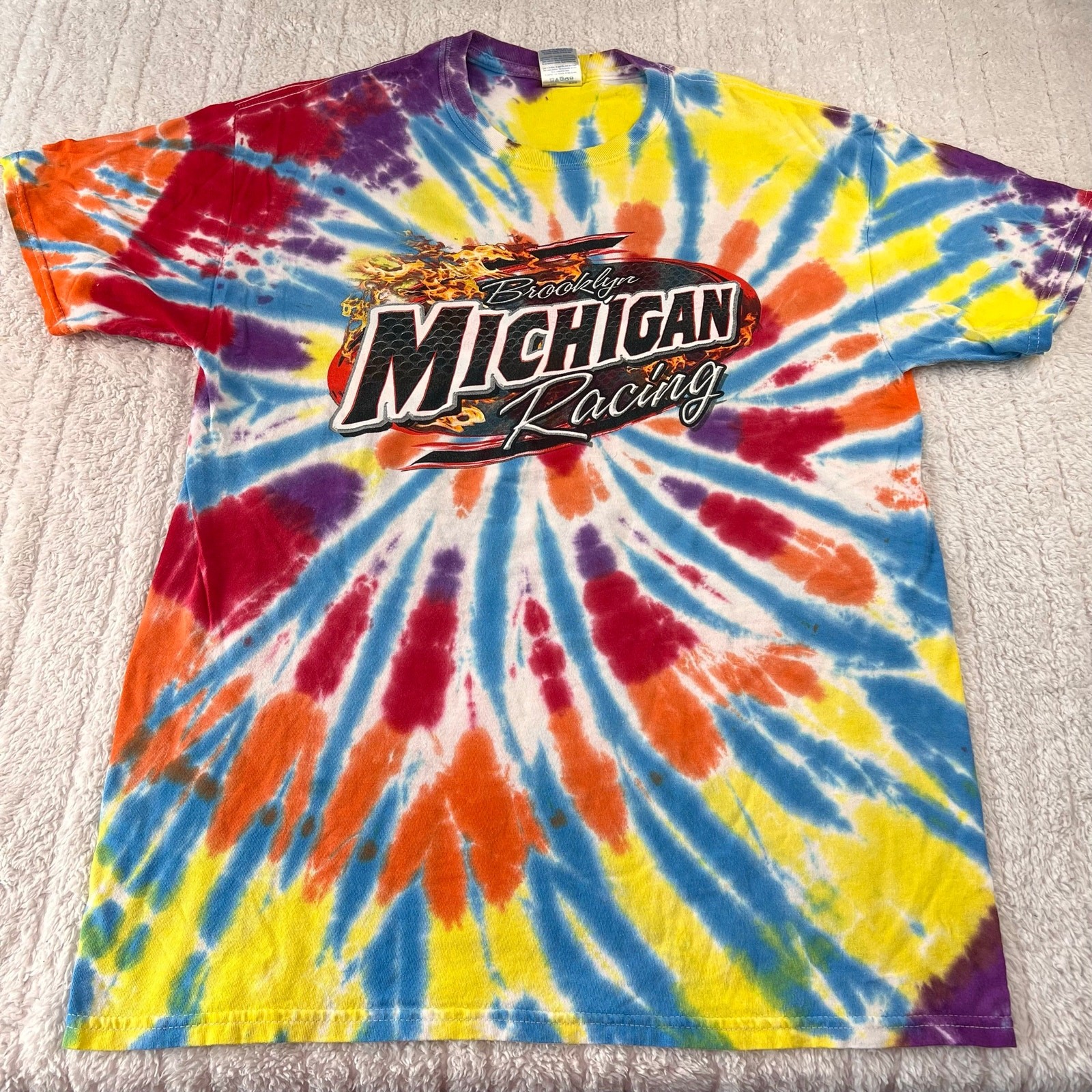 Brooklyn Michigan Racing Tie dye T-shirt Men’s size Large Gildan Tag