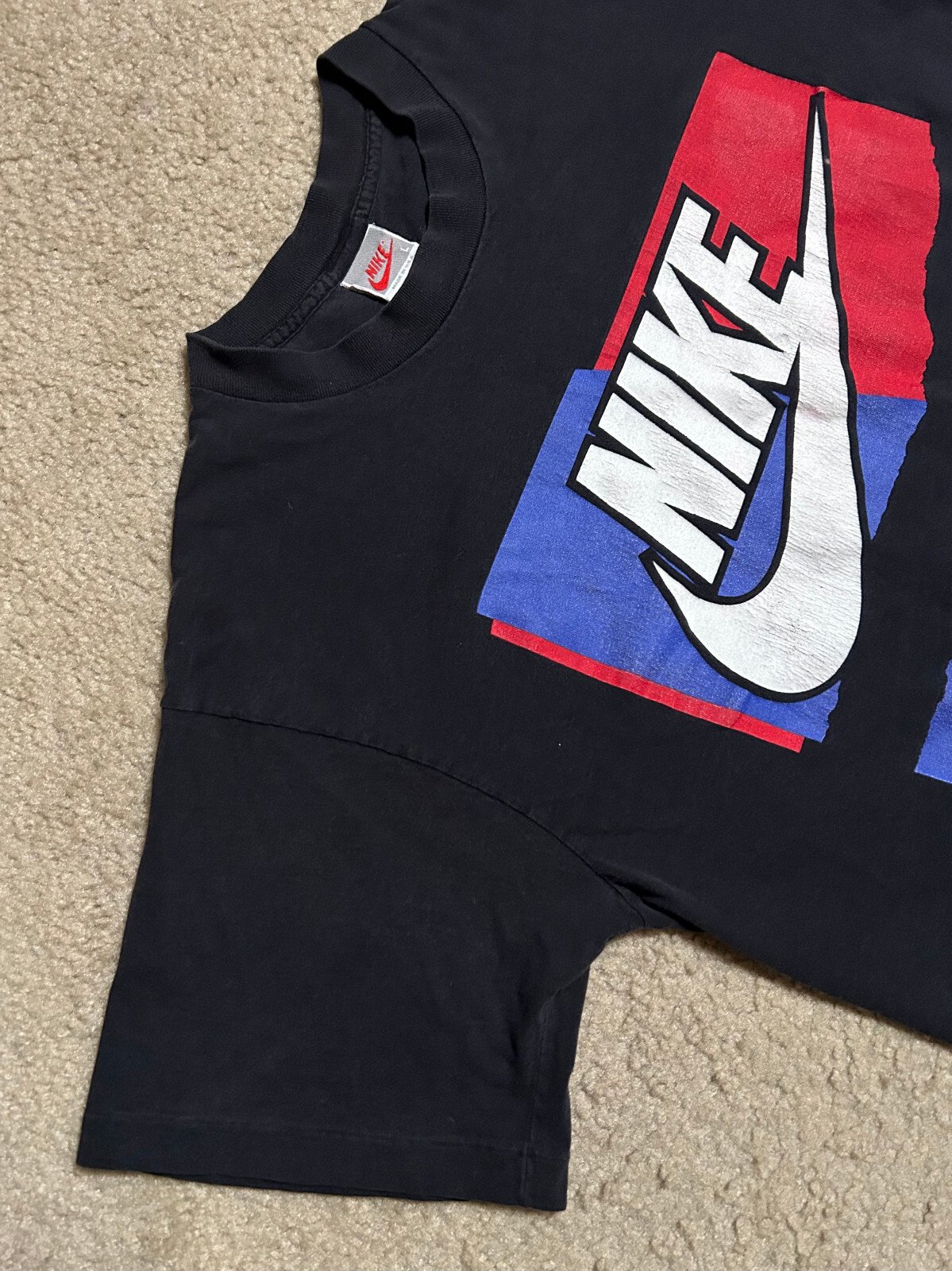 Vintage Nike 80's Color Block Large (fits medium) USA Made Mens T-Shirt gallery