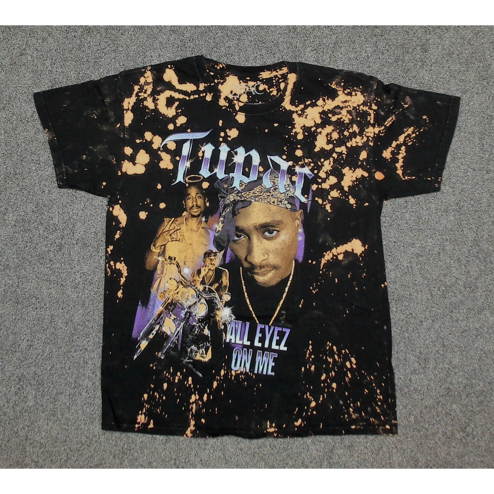 2Pac Mens T-Shirt All Eyez On Me Bleached Tie Dye Graphic Large gallery