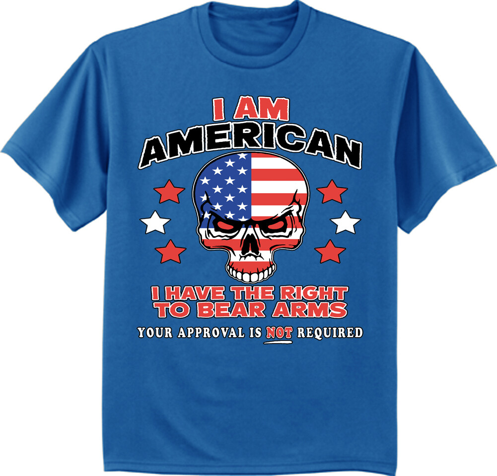 2nd Amendment Gun Rights Decal T-shirt Bear Arms American Flag Skull Tee