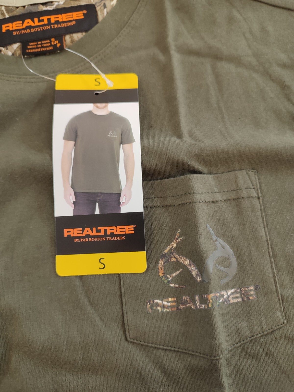 2 PACK Men's Boston Traders Realtree Basic Pocket Tee T-Shirt Size Small gallery