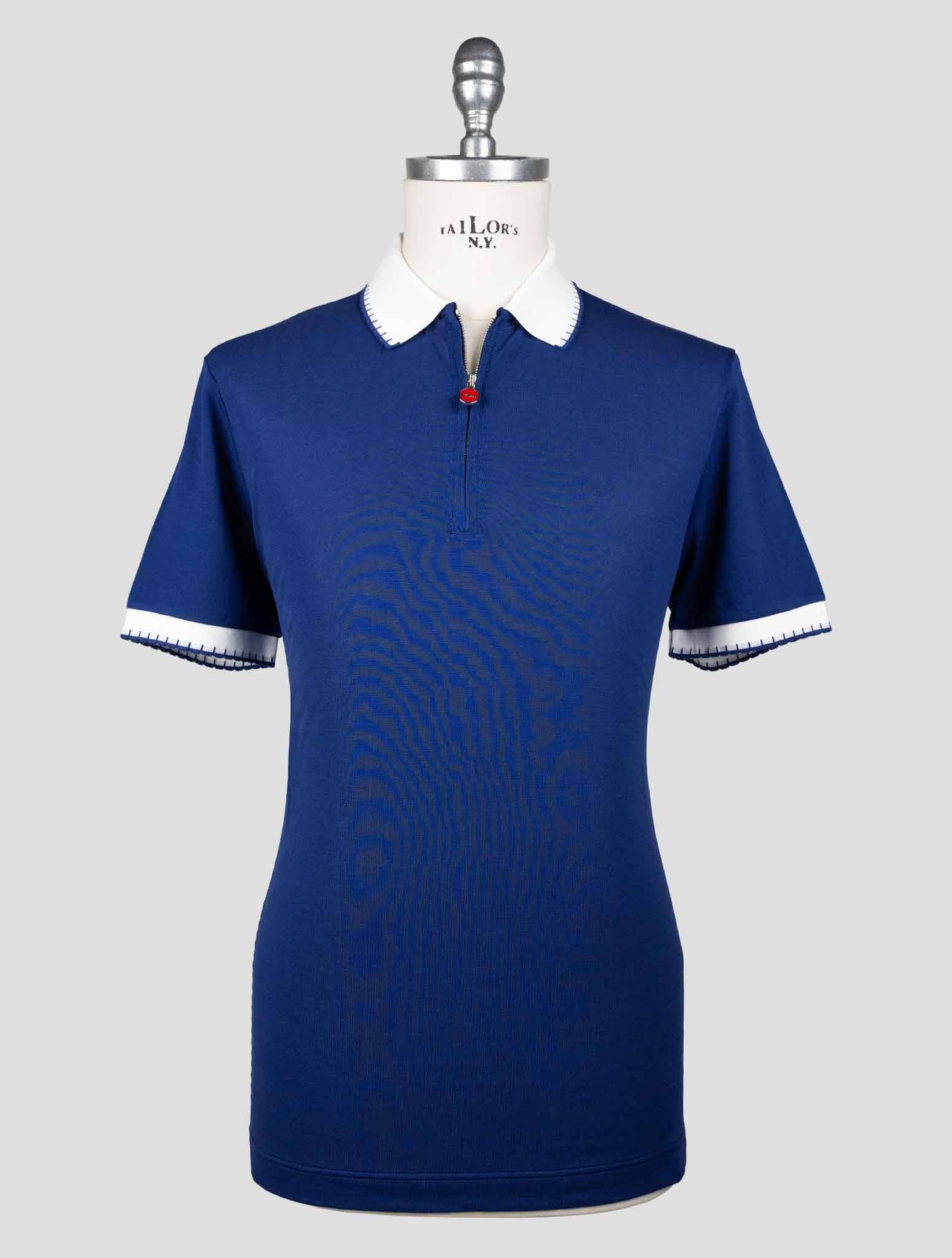 NEW KITON BLUE COTTON POLO HALF ZIP KMZ32 EU 56 - US 46 - 2XL KMZ32 gallery