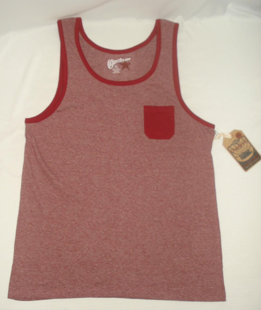 Overdrive Mens Tank Top T Shirt Tee Sleeveless Burgundy Red Fade NEW gallery