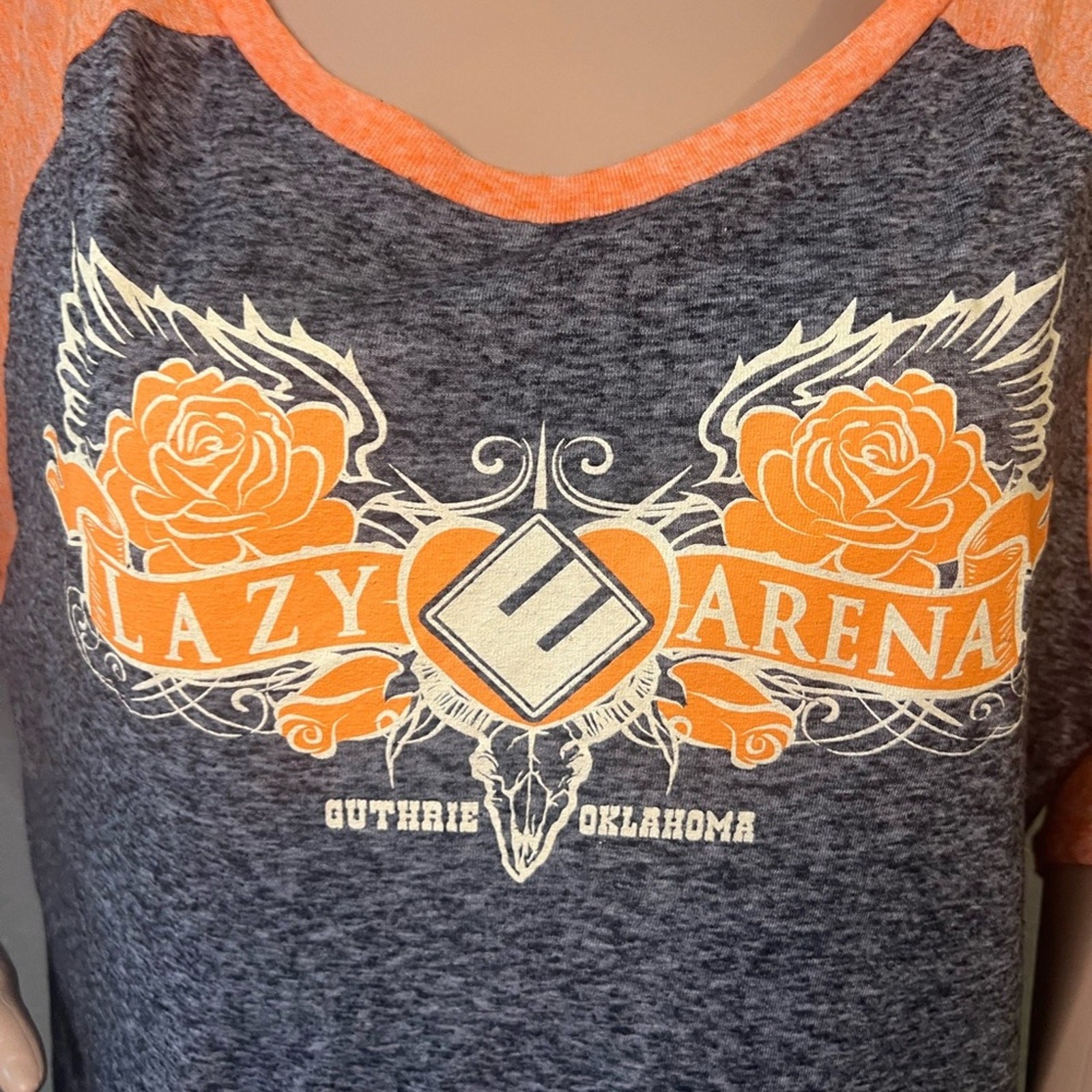 Lazy E Arena Guthrie Oklahoma District Xl Orange Black Grey Long Sleeve Shirt gallery