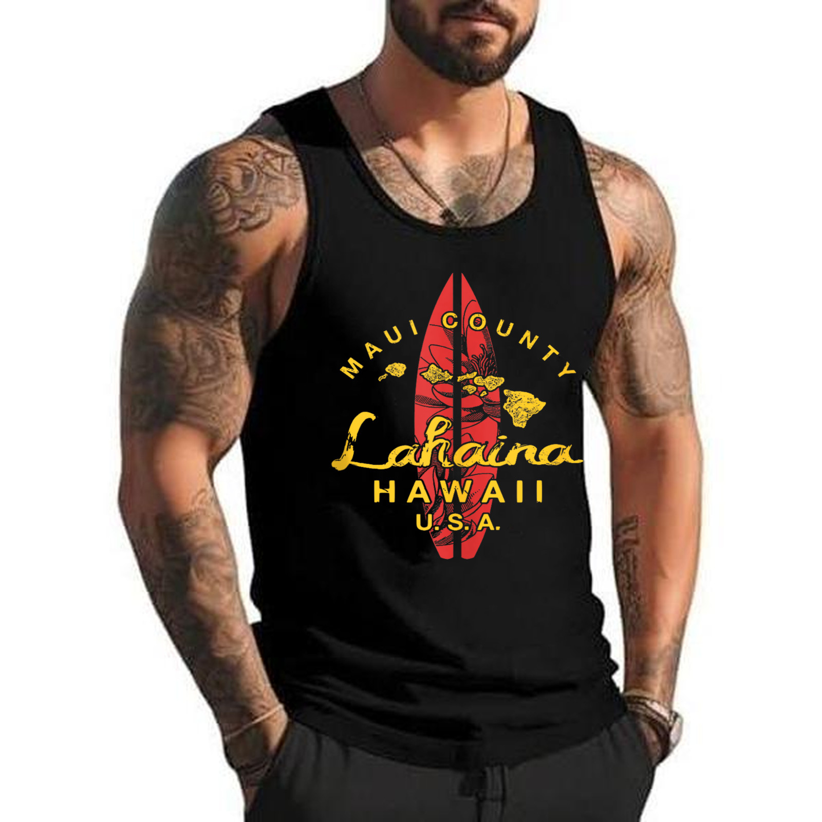 Hawaii Lahaina Maui Vintage Hawaiian Islands Surf Tank Top