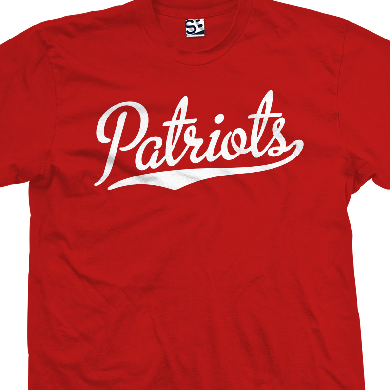 Patriots Script Tail Shirt | Baseball Style Text Football Unisex