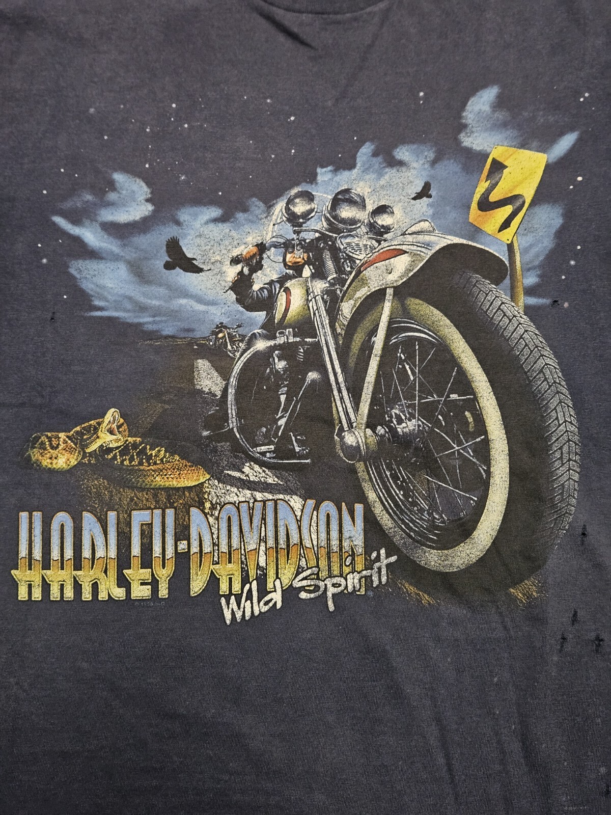 Vintage 90s Harley Davidson T-Shirt L Wild Spirit Bike Bryan Moore Oklahoma gallery