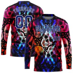 Custom Halloween Skulls Long Sleeve T-Shirt Personalized Spooky Gift for Men