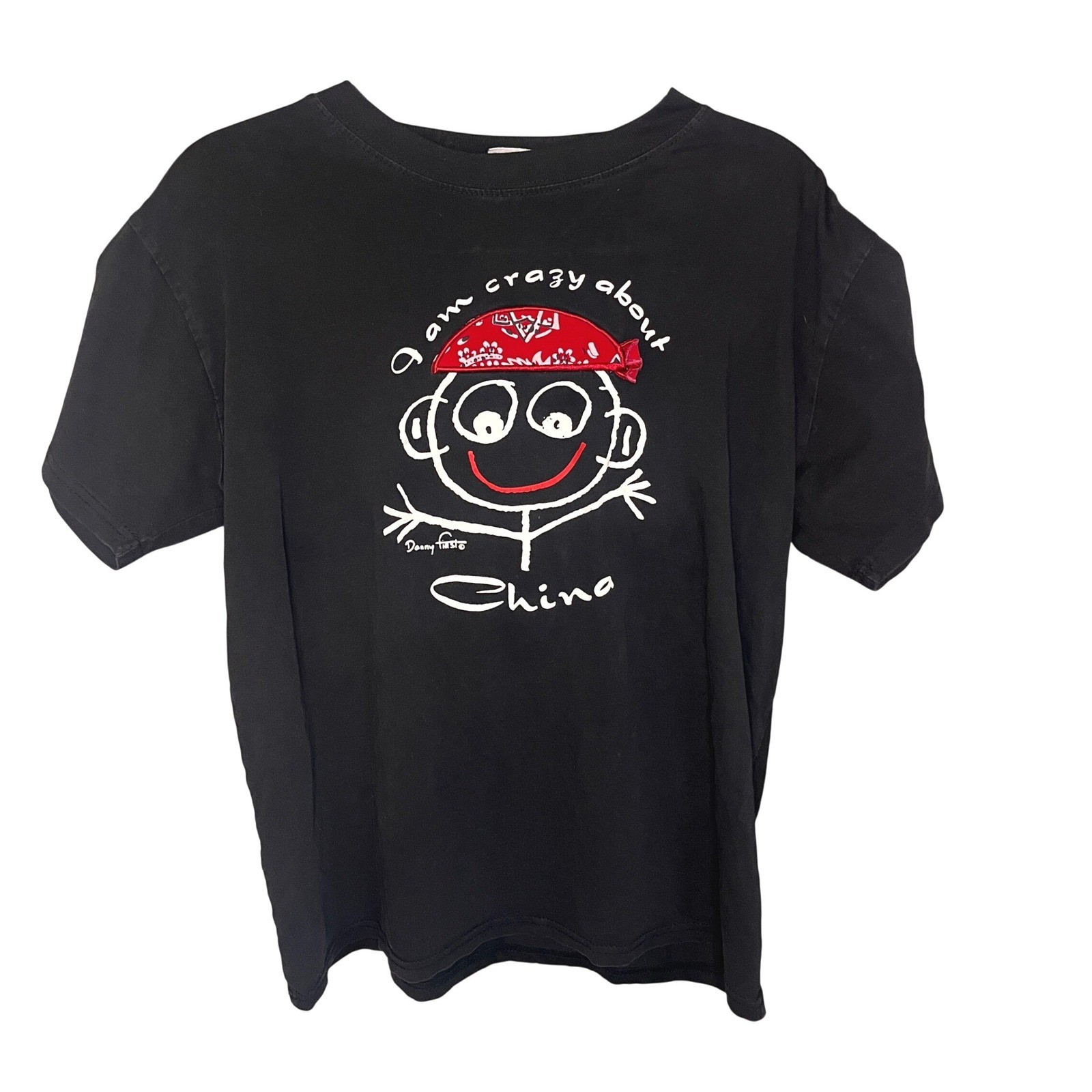 Danny First Miran Black Graphic T-Shirt Red Bandana Crazy About China XL Pirate gallery