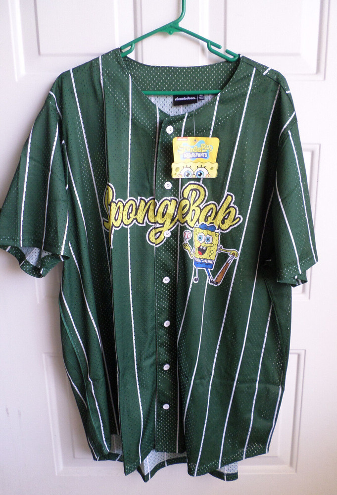 SpongeBob Square Pants Size 4XL Jersey Nickelodeon Green & Yellow Front Button