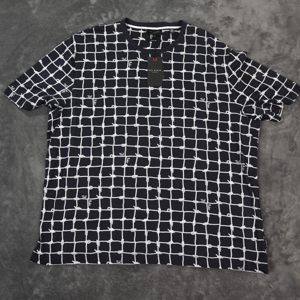 Ted Baker Shirt Mens Extra Large Knot Grid Pattern Crewneck Tee