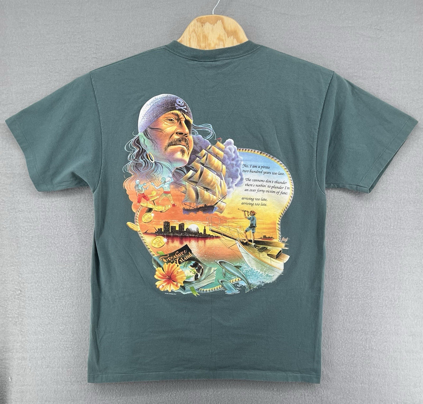 Vintage Caribbean Soul Jimmy Buffett Pirate Captain T-Shirt L Single Stitch USA