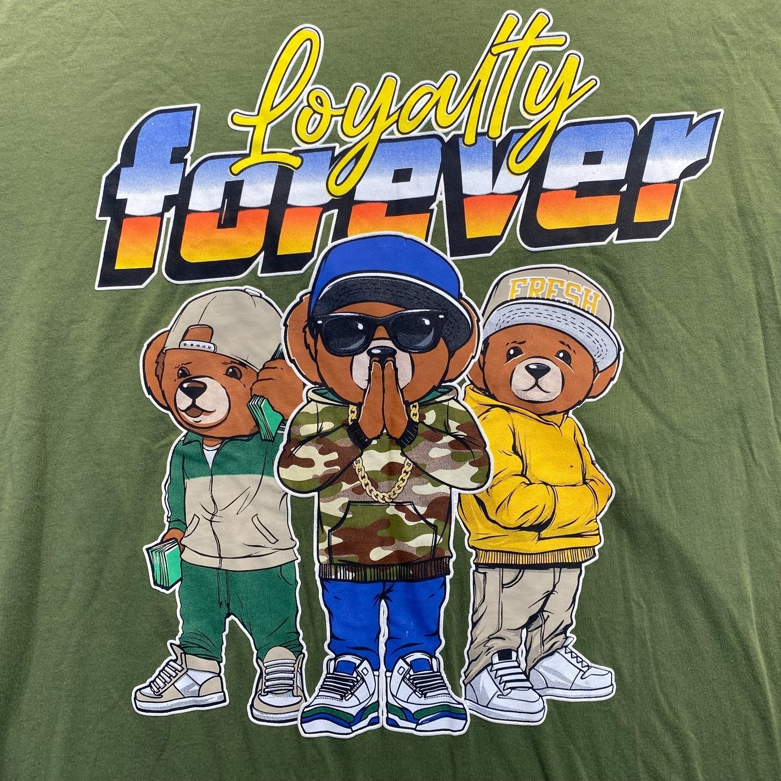 LEGEND Loyalty Forever Bear Design Mens Size XL Long Sleeve Green Shirt,Mens gallery