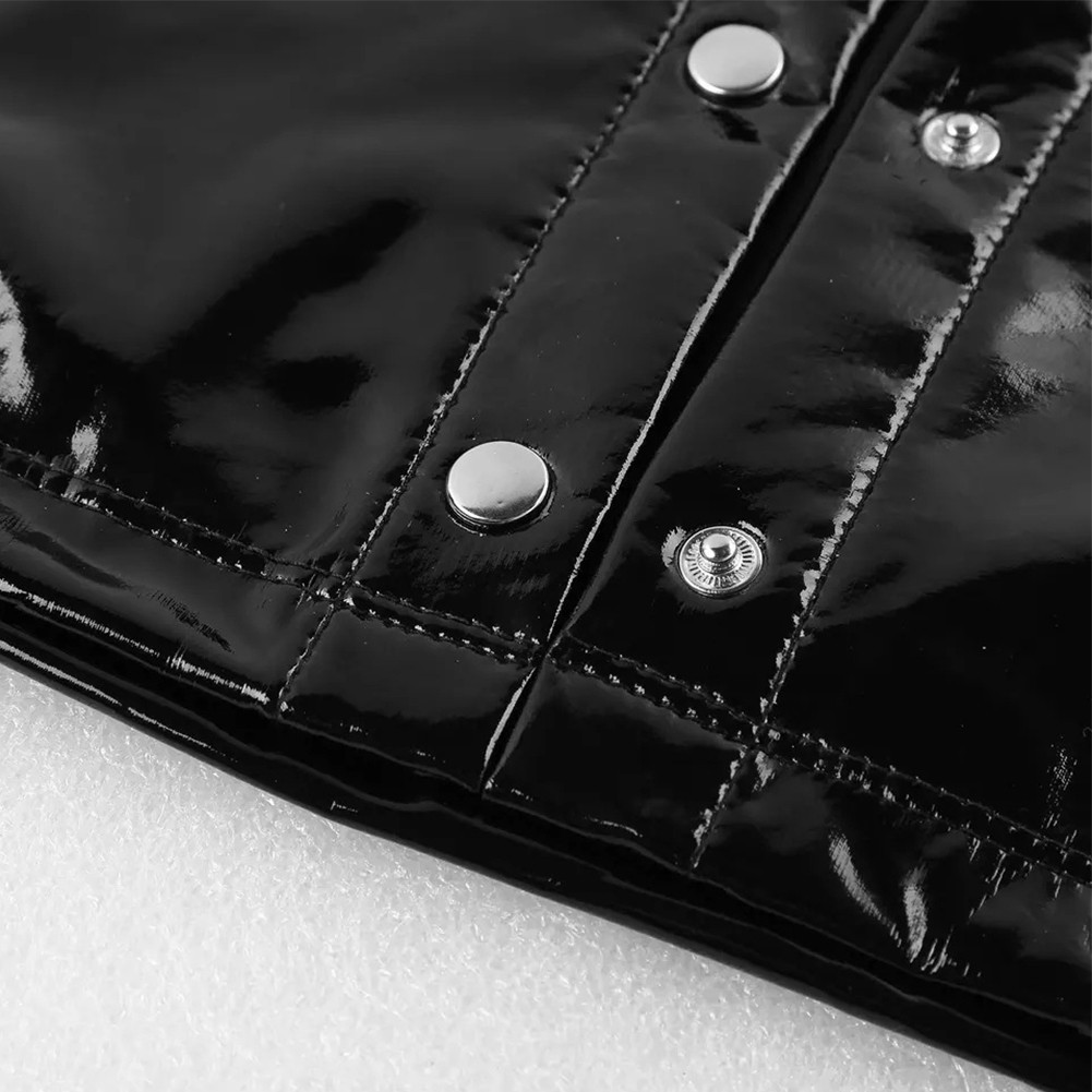 Summer Crop Tops All Seasons Tee Black Wet Look Breathable Daily Mens PVC gallery