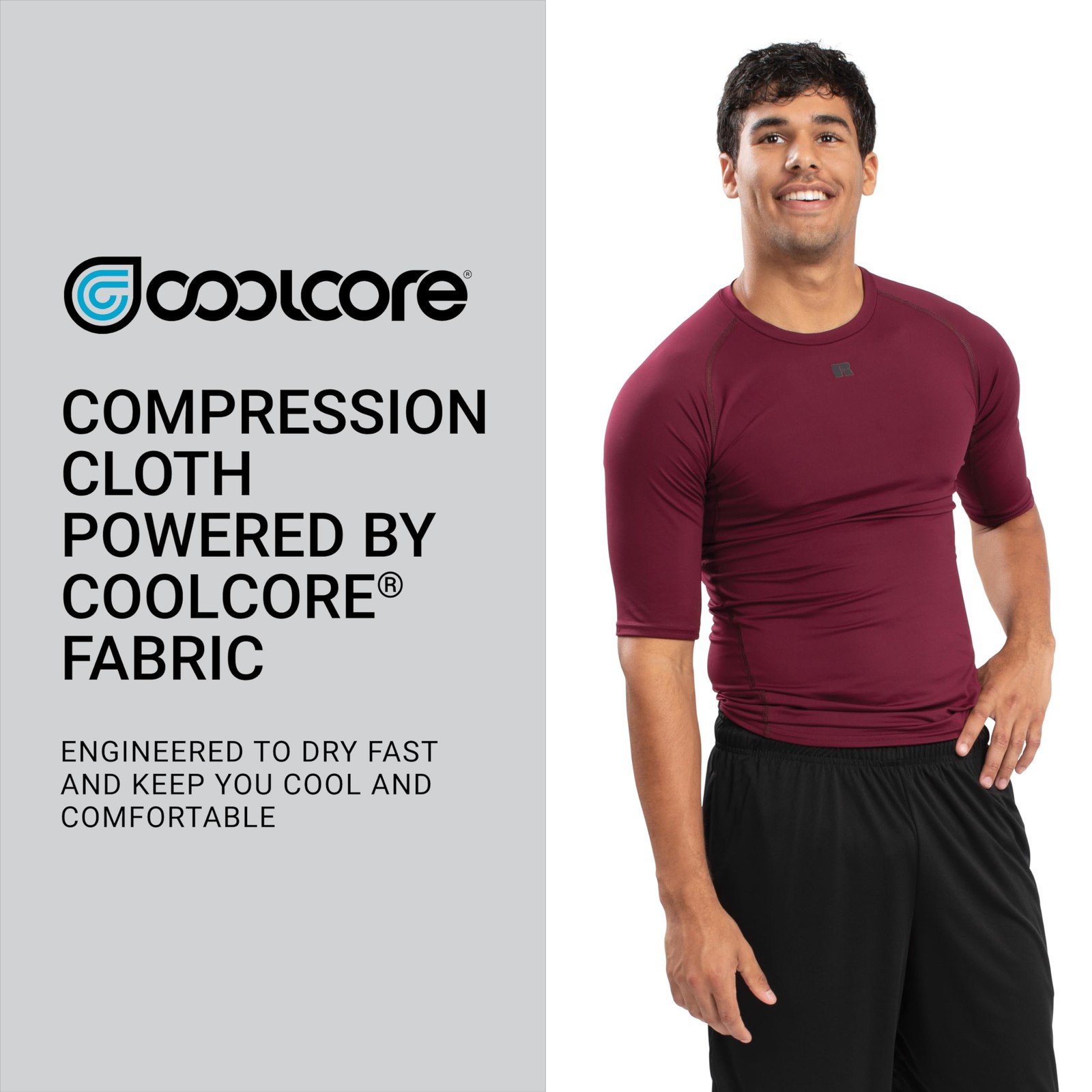 Men's Standard Half Sleeve Compression Tee, White, Medium gallery