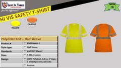 High Visibility Fluorescent Safety T-Shirt -Half Sleeve-100% Polyester-Pack of 3