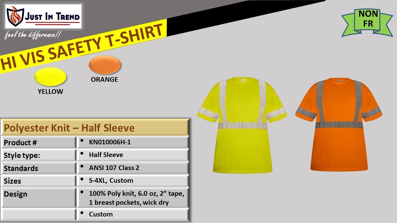 High Visibility Fluorescent Safety T-Shirt -Half Sleeve-100% Polyester-Pack of 3 gallery