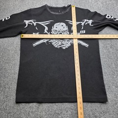 Blade-Tech Skull Guns Waffle Thermal Long Sleeve Shirt Mens L Thrashed Y2K Biker