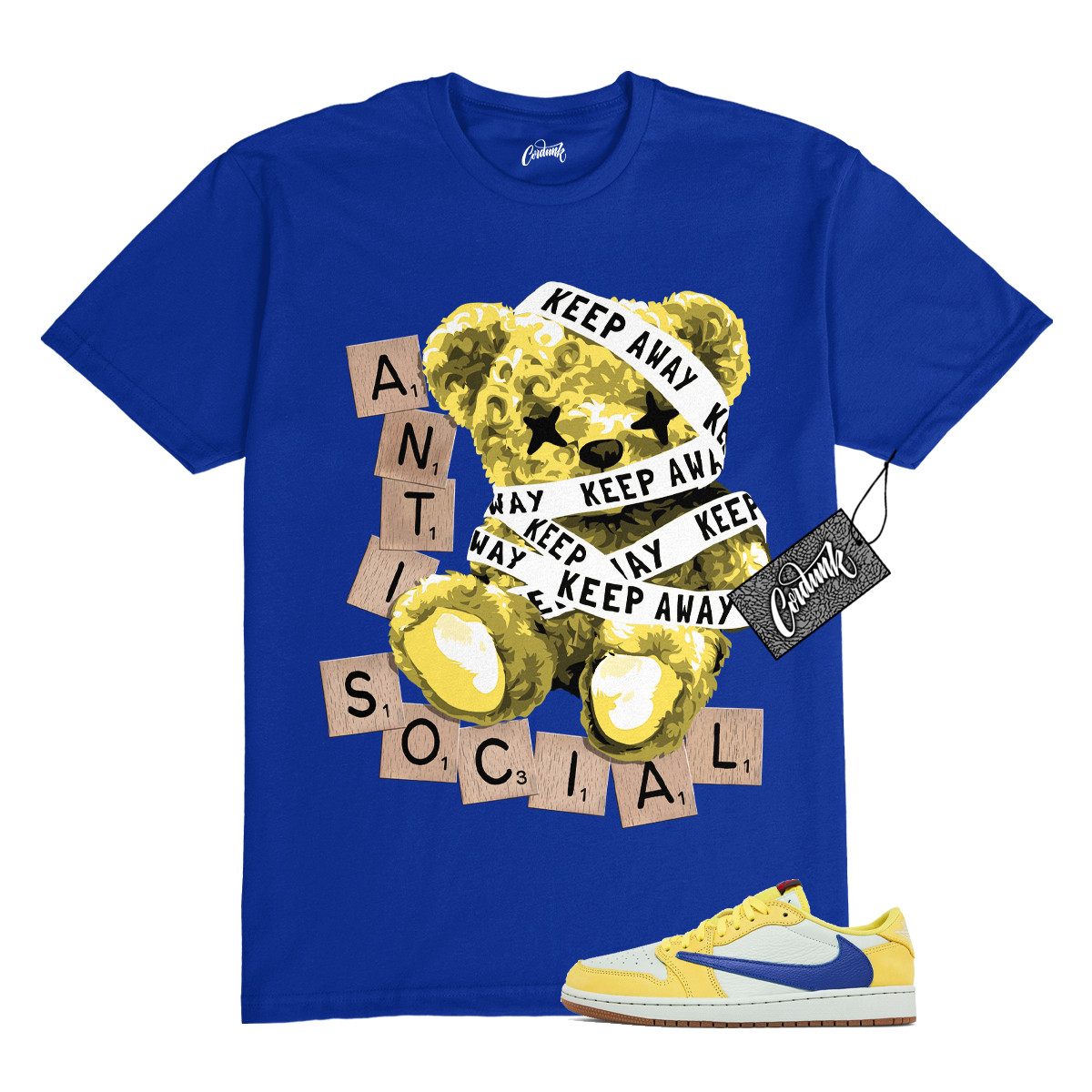 1 Canary Travis Low Racer Blue Light Silver Gum Medium Brown Shirt ANTI Jordan