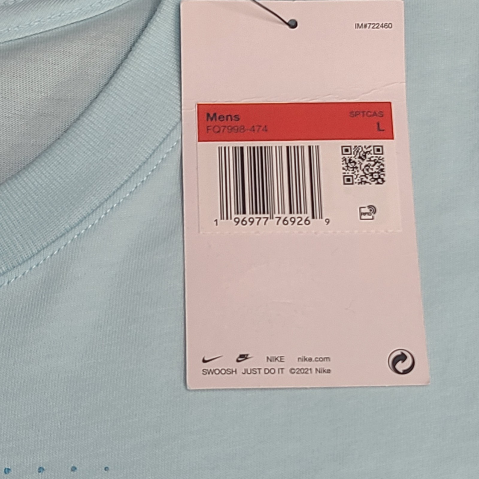 Nike Shirt Mens Large Sky Light Blue Swoosh Graphic Sportswear Cotton New Tee 44 gallery