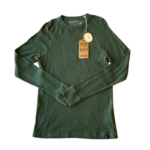 Faherty Cloud Waffle Crew Pullover Relaxed Fit Pima Mens Small S Deep Fern NWT gallery