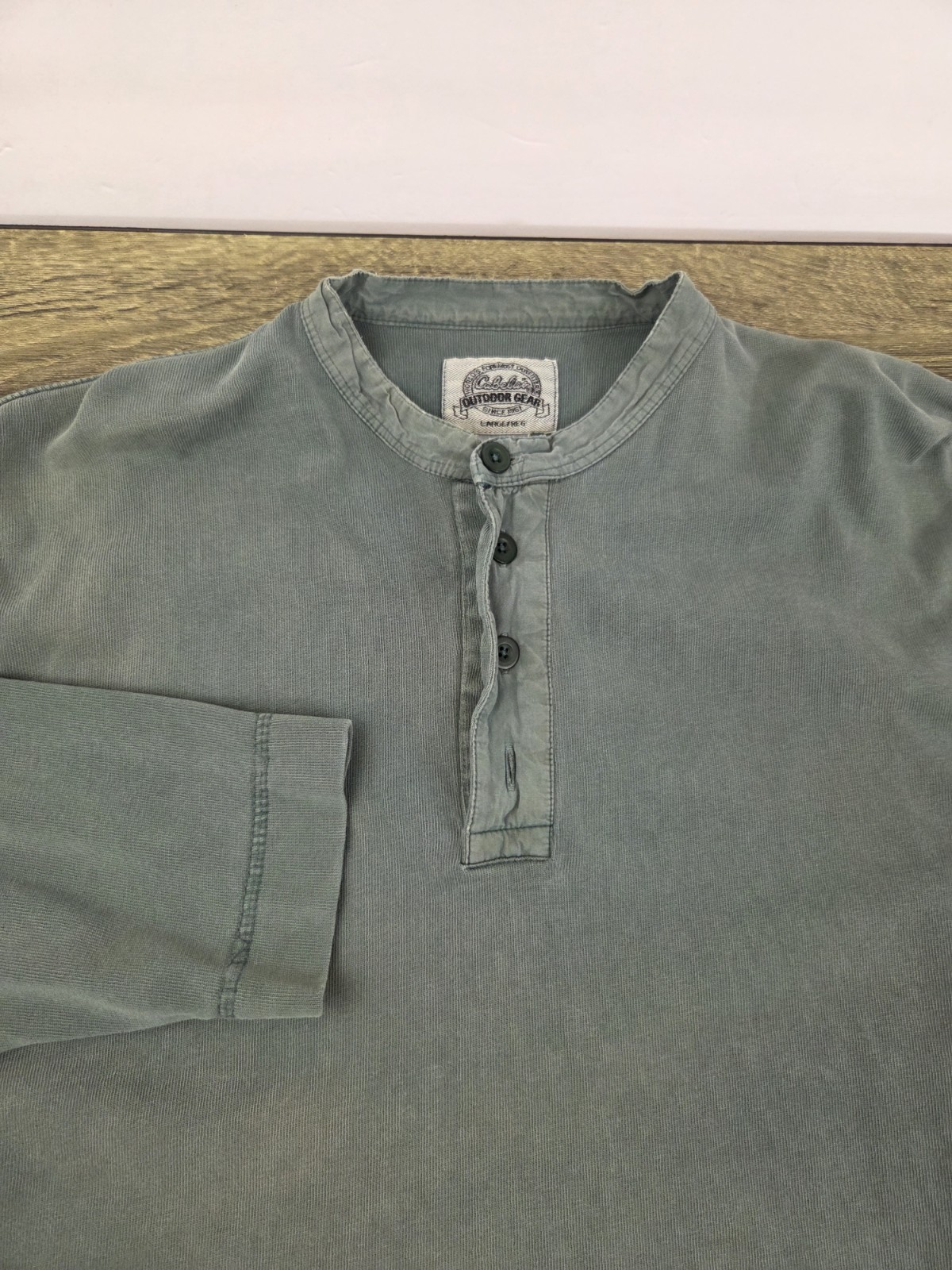 Cabela’s Outdoor Gear Henley Shirt Men’s Large Green Long Sleeve Hiking