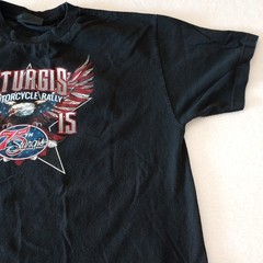 Hot Leathers Black 75th Anniversary Sturgis Motorcycle Rally Lg T-Shirt 2015