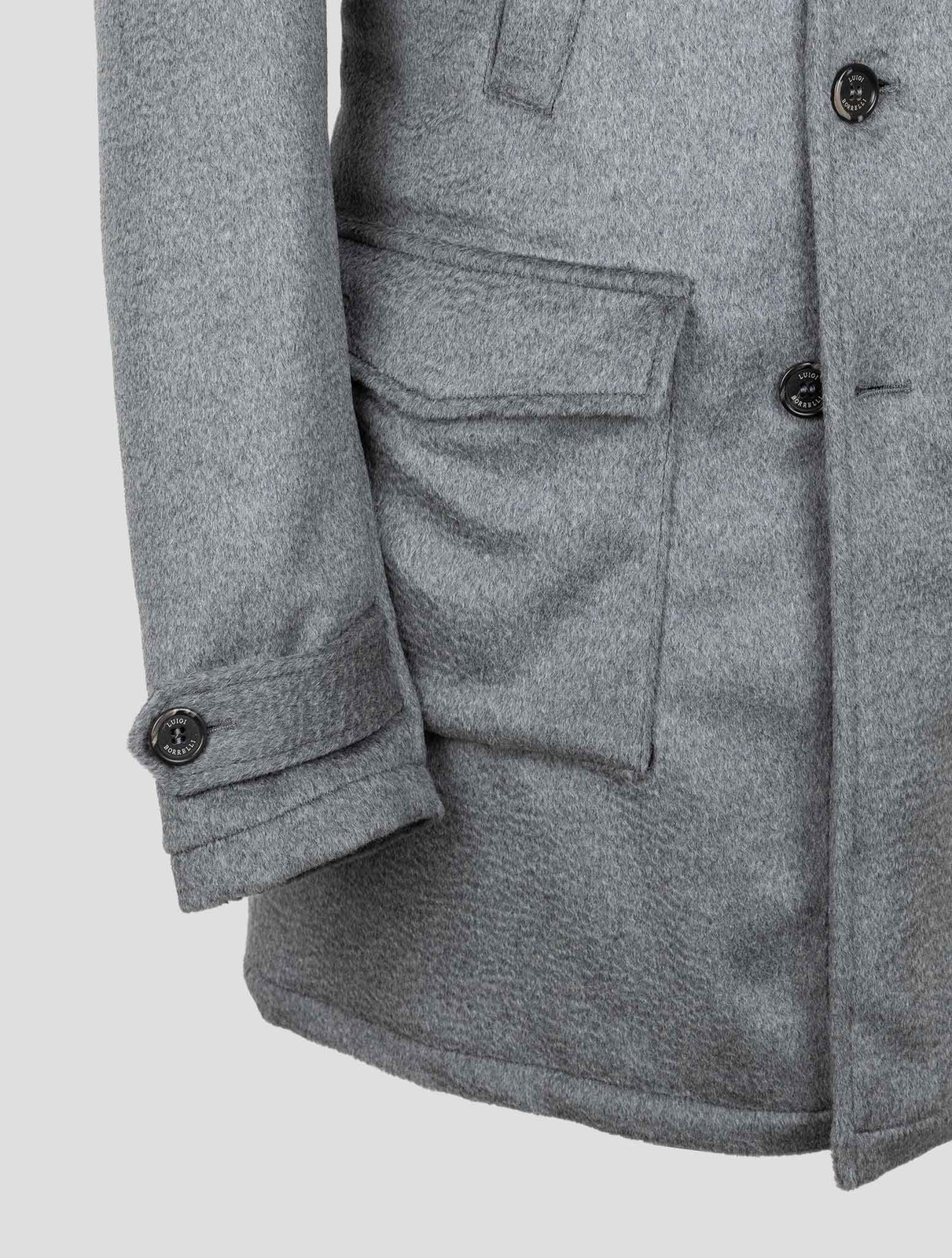 NEW LUIGI BORRELLI GRAY VIRGIN WOOL ALPACA OVERCOAT US 46 - EU 56 BOR27 gallery