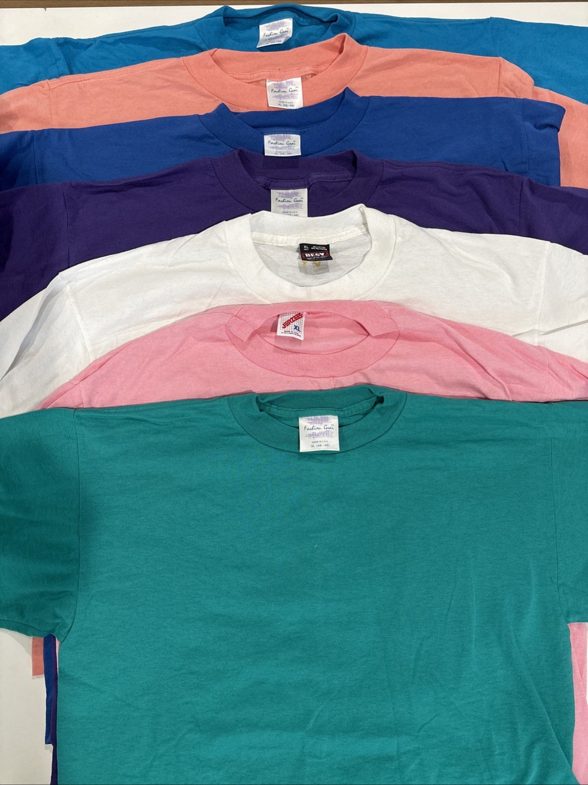 7 Vintage Blank Shirts SZ XL Made In USA Single Stitch 50/50 Great Array Colors
