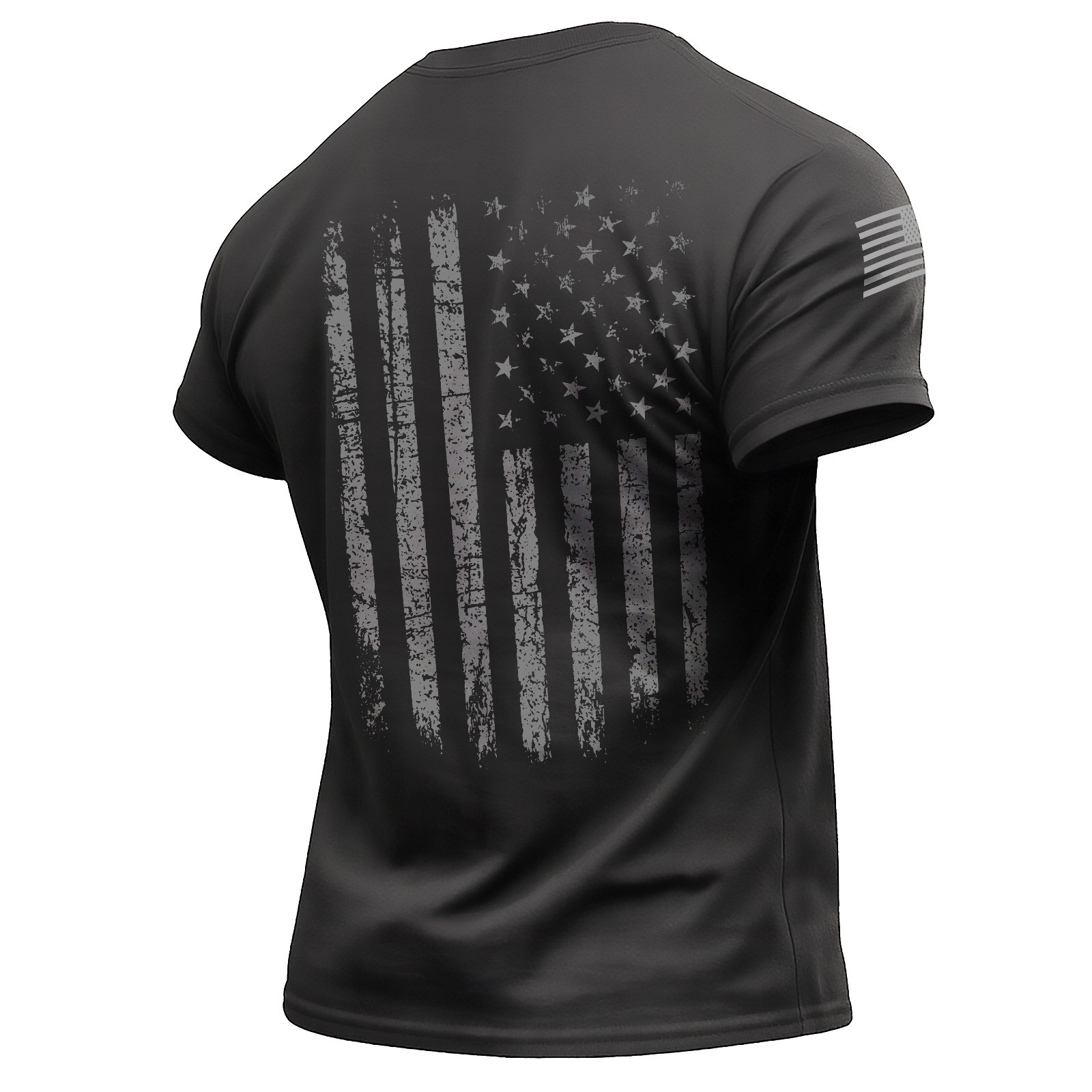 Distressed American Flag T-Shirt with Back & Sleeve Print – Patriotic USA gallery
