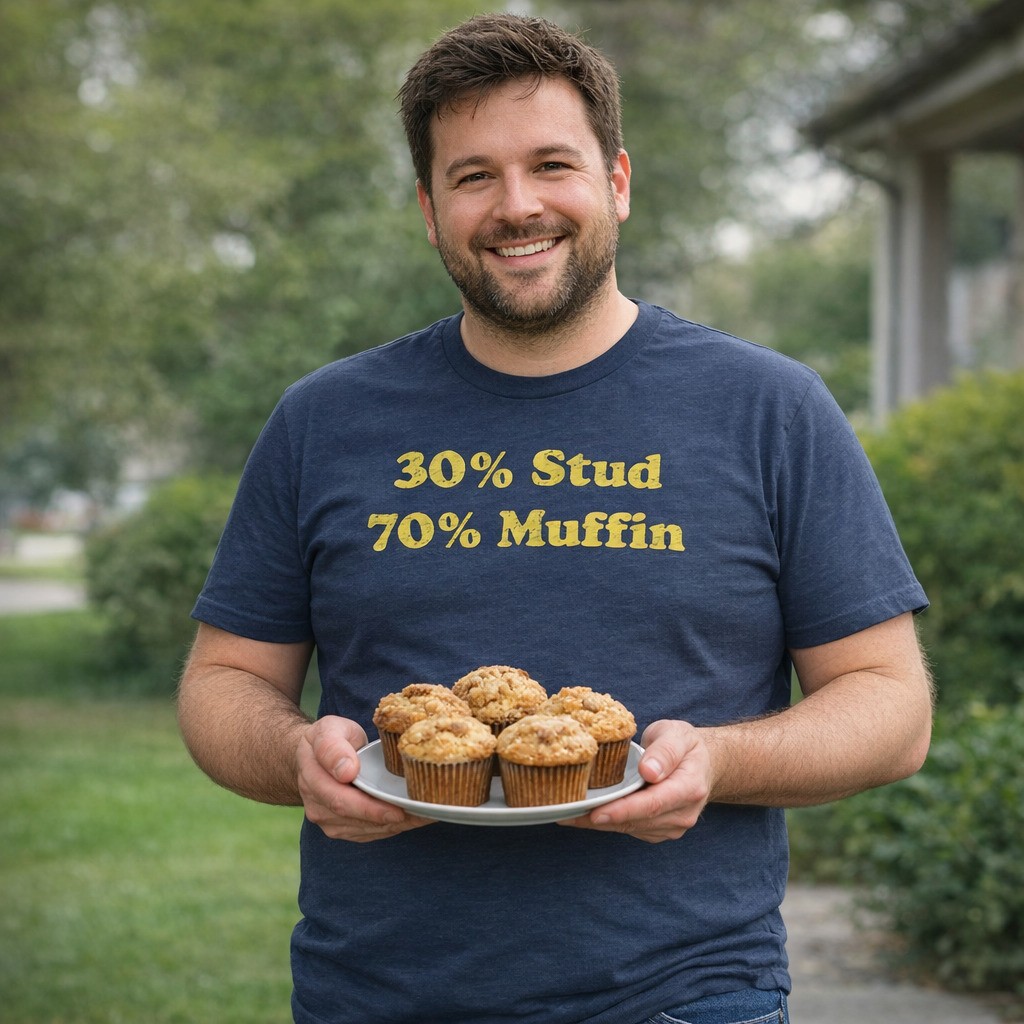 Mens 30% Stud 70% Muffin Tshirt Funny Dating Relationship Graphic Novelty Tee gallery