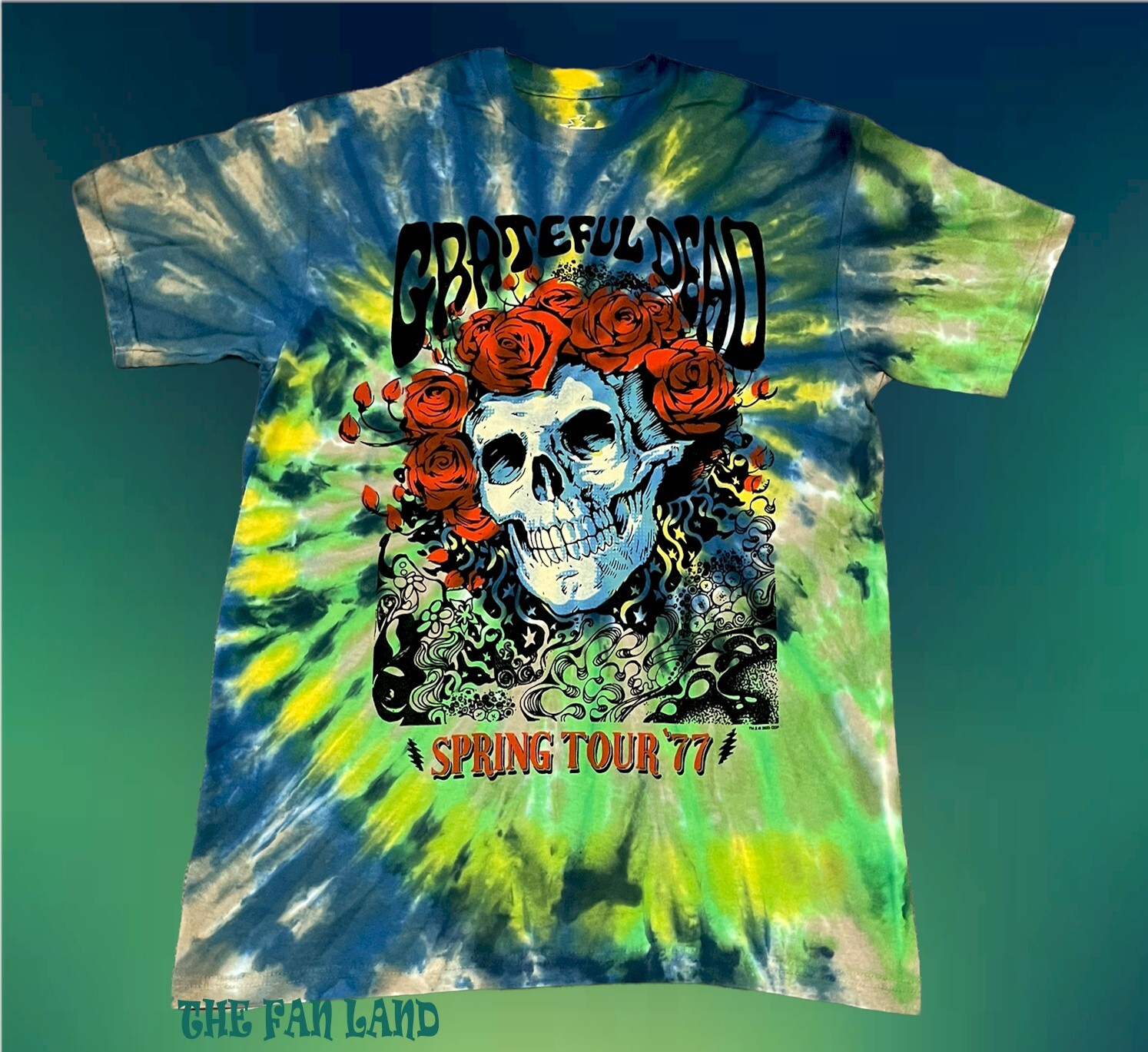 New Grateful Dead Tie Dye Skeleton Spring Tour 1977 Mens Vintage Concert T-shirt