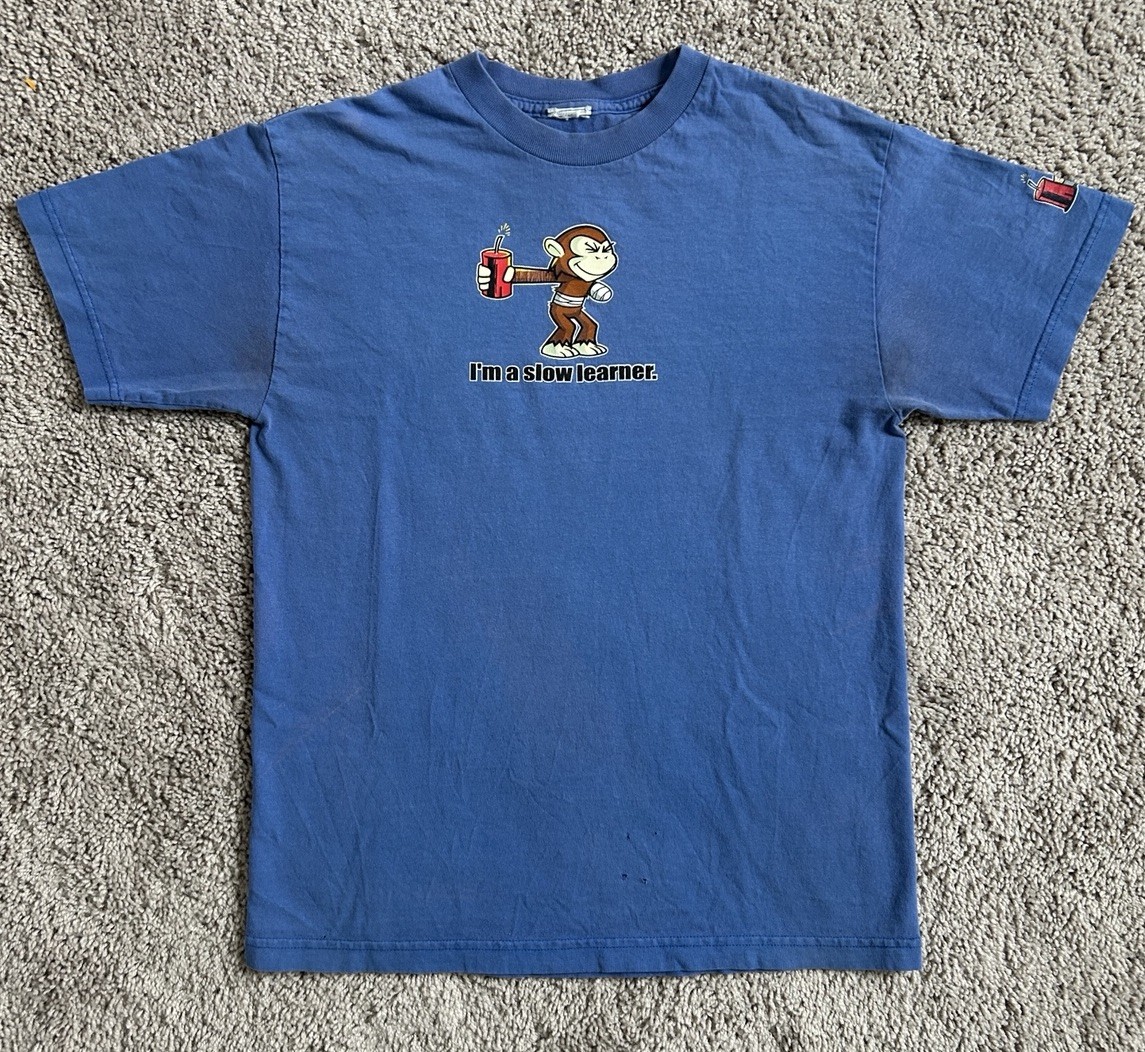 Vintage Humor Monkey I’m A Slow Learner Dynamite Joke Y2K Streetwear T Shirt Tee