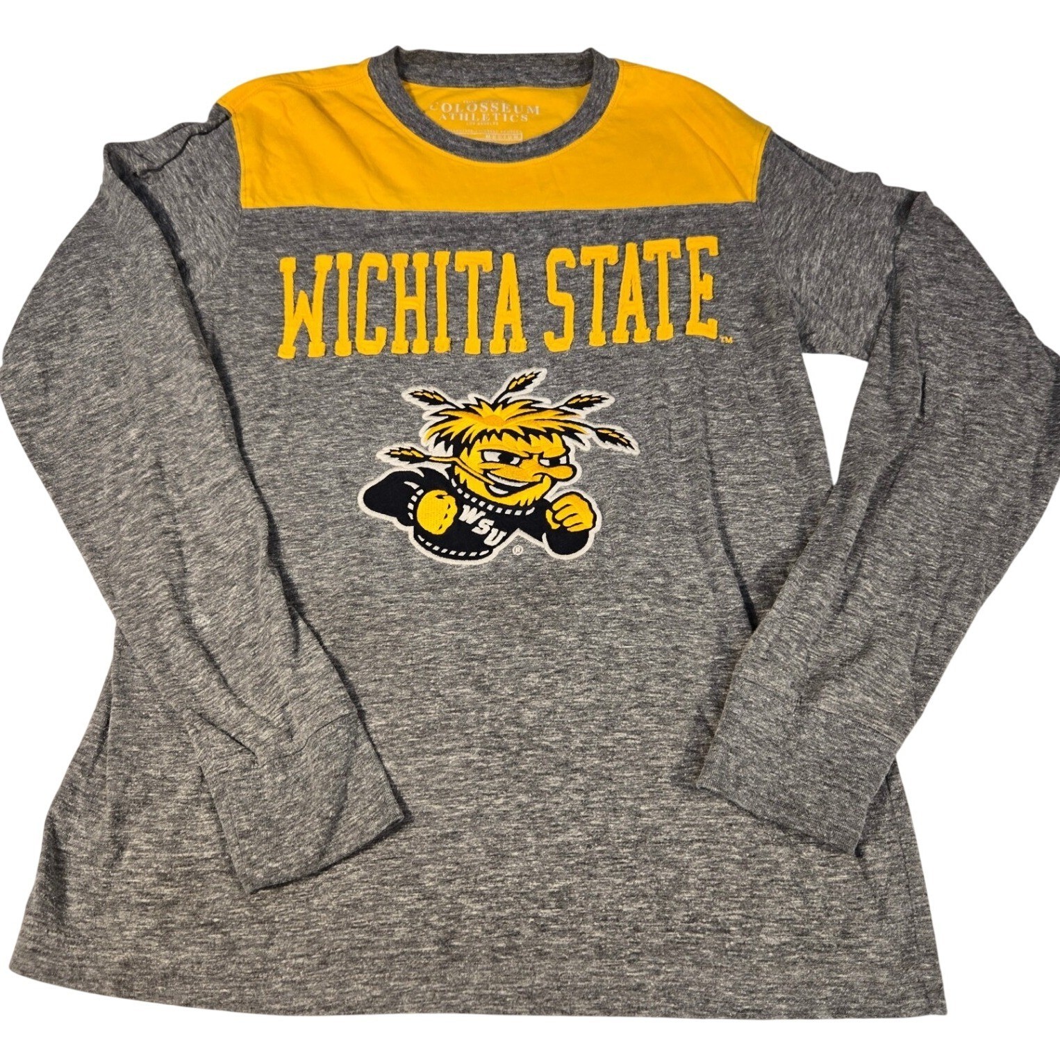 Colosseum Wichita State Shockers Long Sleeve Shirt Gray Yellow WuShock Mens M gallery