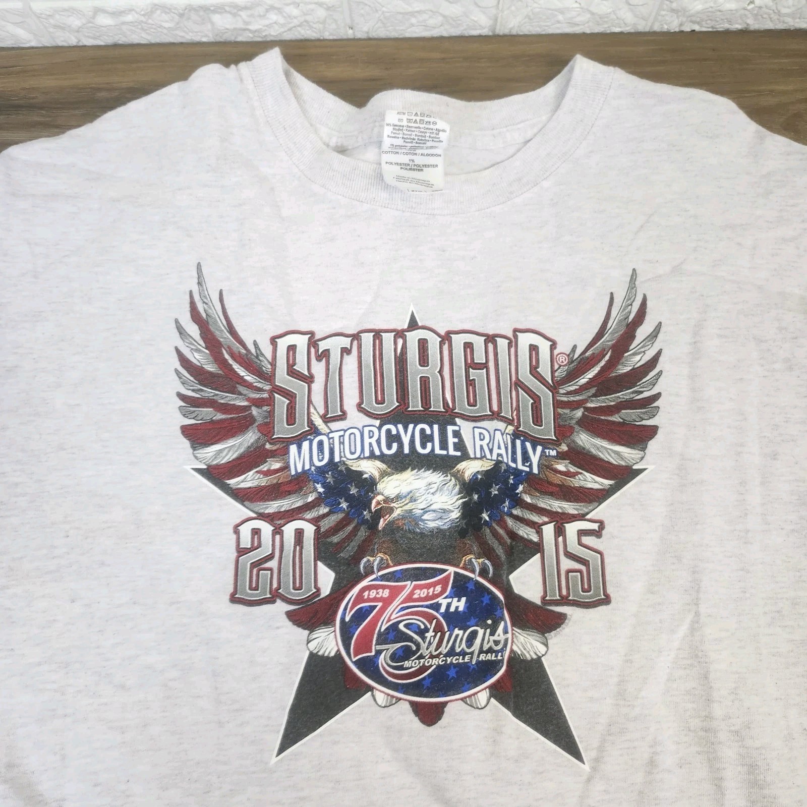 2015 Sturgis Motorcycle Rally Bike Week Graphic T Shirt Gray 2XL 75th Annual gallery