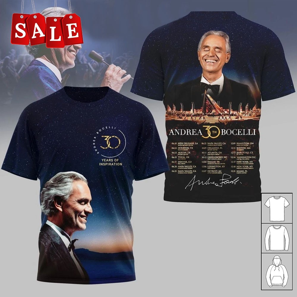 New Andrea Bocelli 30 Years Gift For Fans S-6XL 3D T-shirt MO617 gallery