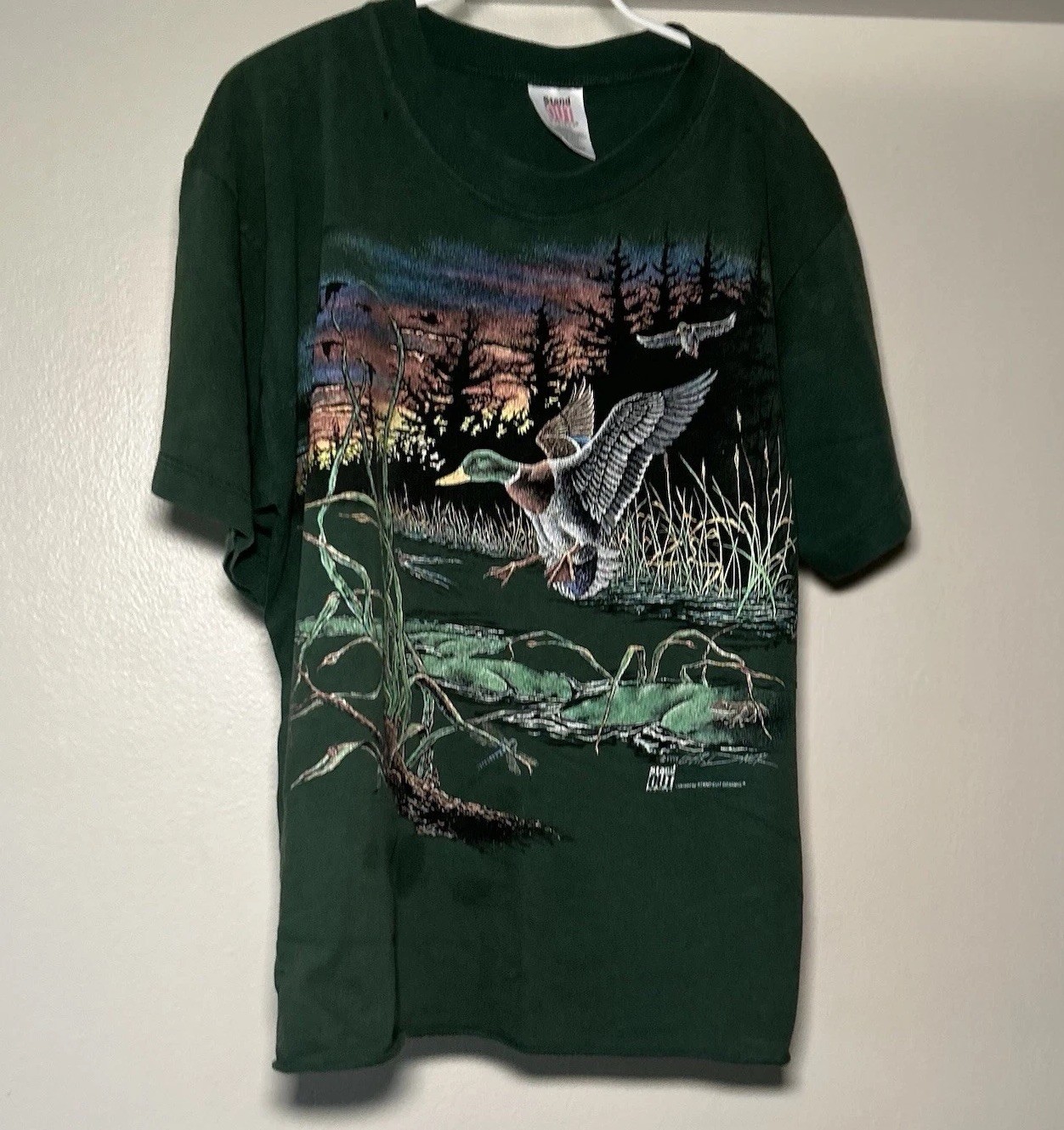 Vintage 1994 Mallard Duck T Shirt L Wildlife Nature Waterfowl Raw Hem Boxy VTG gallery