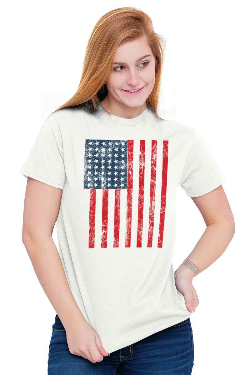 Vintage Distressed United States USA Flag Womens or Mens Crewneck T Shirt Tee gallery