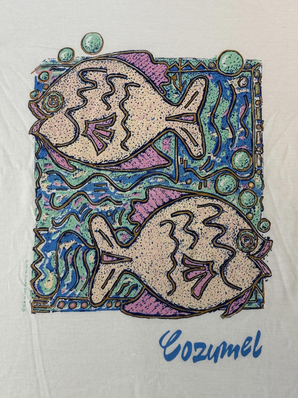 Vintage Fishing Art T-shirt Lolas Cozumel Pastel Fish - L gallery