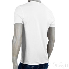 Men’s Basic White 100% Cotton Solid Color Short Sleeve Crew Neck T-Shirt SARANI