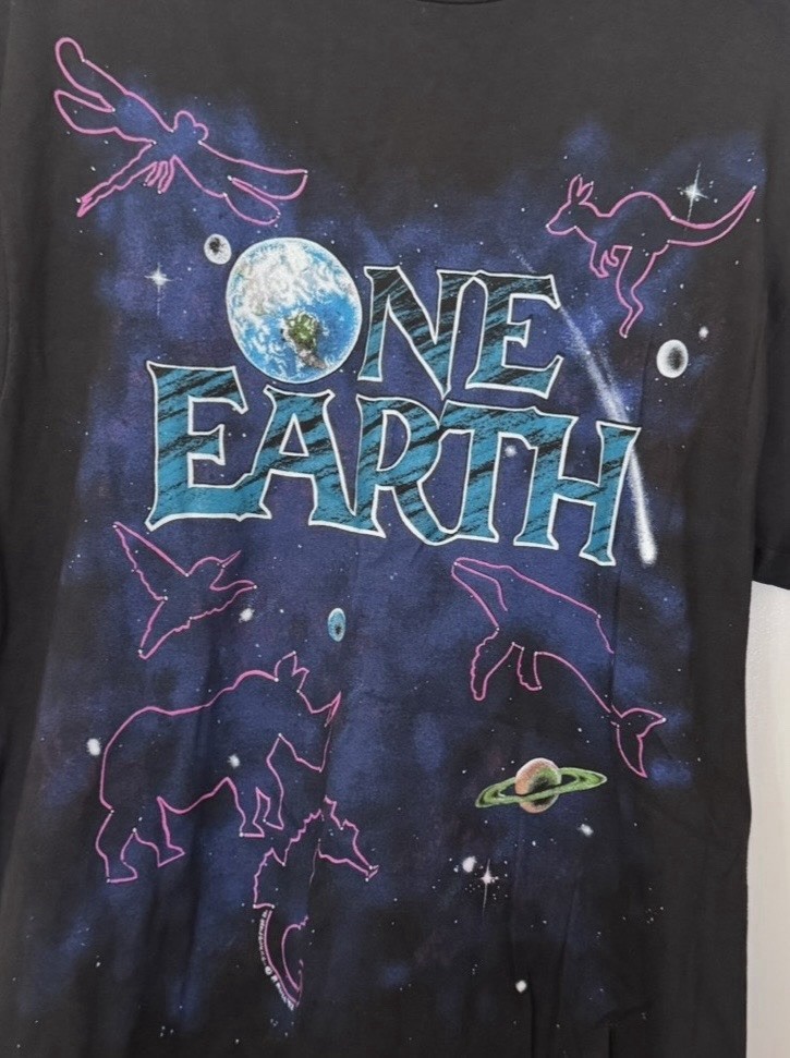 Vintage Hanes Beefy-T L Double-Sided Earth Whale Dolphin Graphic Tee gallery