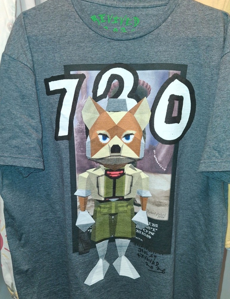 Asspizza Super Smash Bros 64 Fox McCloud N64 Revived Tee Sz.XL Gray 730 Printing