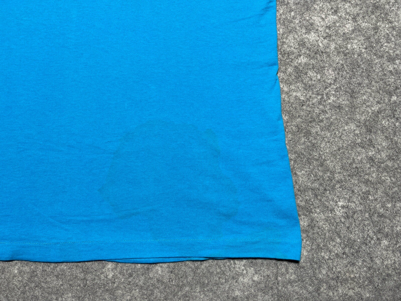 Vtg DISTRESSED Blue Single Stitch 1990's Shirt sleeve cuff collar Blank L Skate gallery