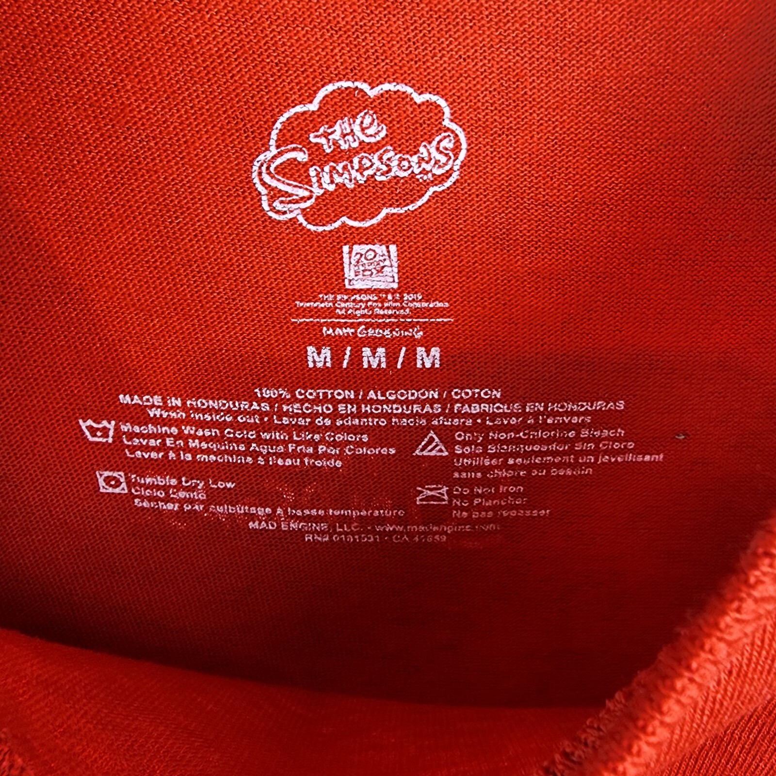 The Simpsons 20th Century Fox Red T-Shirt Mens Sz M Double Sided Lg Graphic gallery