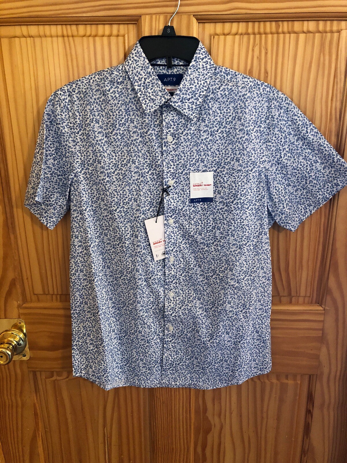APT.9 MENS Button Up Shirt Blue Leaf 🍃 Small Retail $40 (s-blk-14-31) gallery