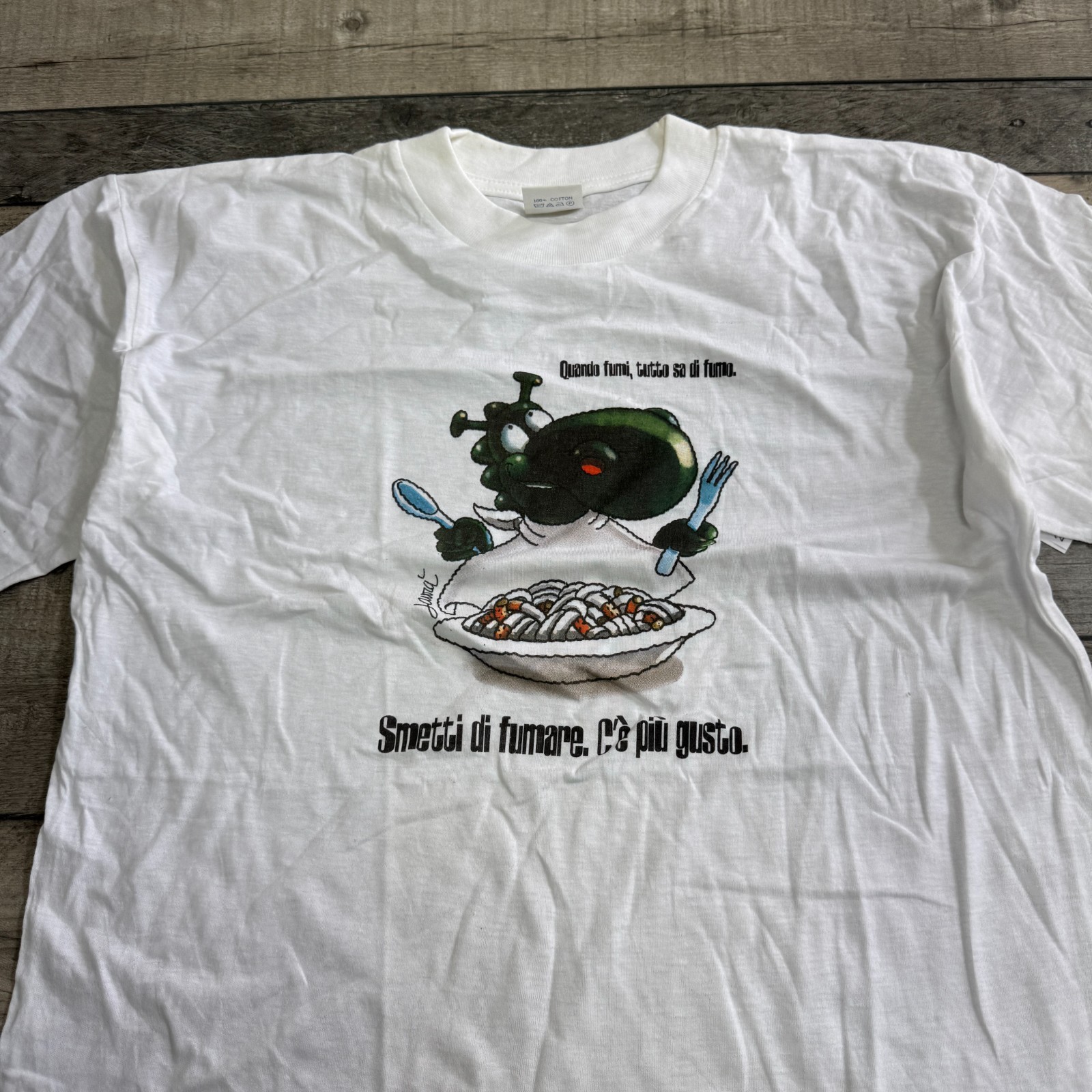 Vintage White Single Stitch T-Shirt Sheep 90s Retro Print Mens Large gallery